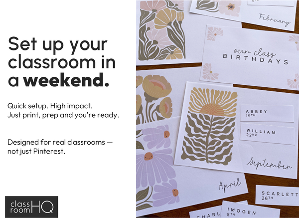 SUNDAZED Classroom Decor - Core Bundle | Boho Retro Classroom Decor