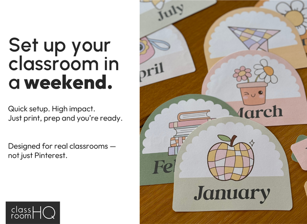 Retro Daisy Classroom Decor Bundle | Editable Calm Classroom Setup System | HAZY DAISY Collection