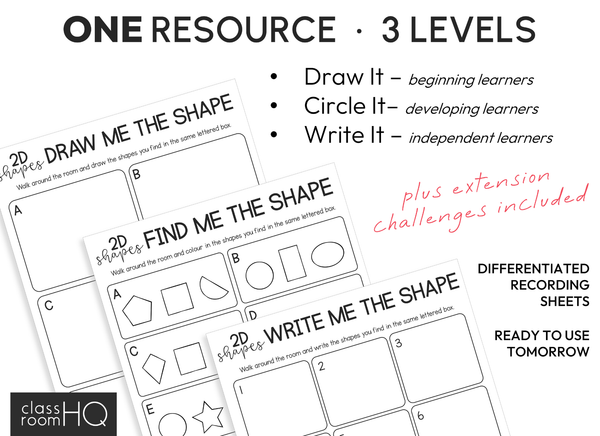 2D Shape Activity | Write the Room Math Centre with Real World Shapes
