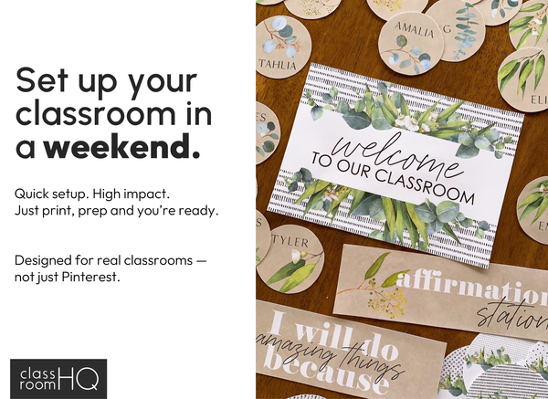 GUM LEAF Classroom Decor Bundle | Editable Botanical Classroom Setup