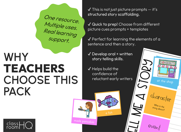 Tell Me A Story Narrative Writing Prompts + Worksheets