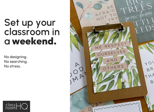 GUM LEAF Classroom Decor Starter Pack | Editable Botanical Setup Kit