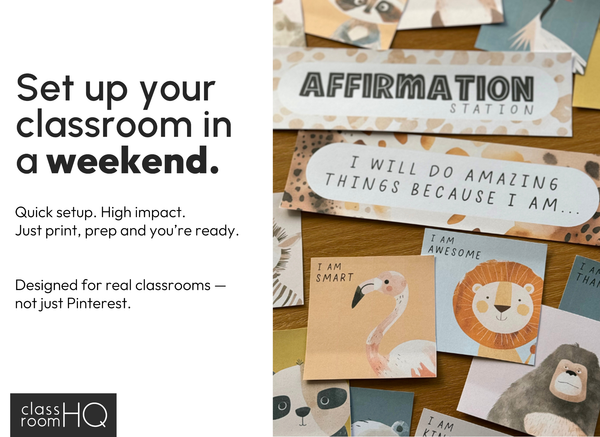 Modern Safari Classroom Decor Bundle | Neutral Editable Classroom Setup | ZOO TALES Collection