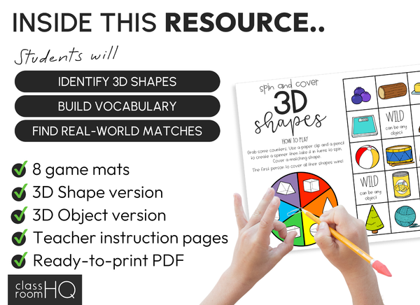 3D Shape Game | Spin & Cover Mats | Real World Geometry Math Centre