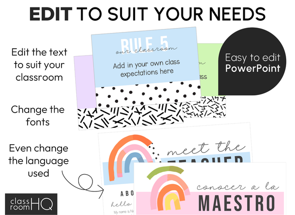 Pastel Rainbow Classroom Decor Starter Pack | Editable Classroom Setup Bundle | OVER THE RAINBOW
