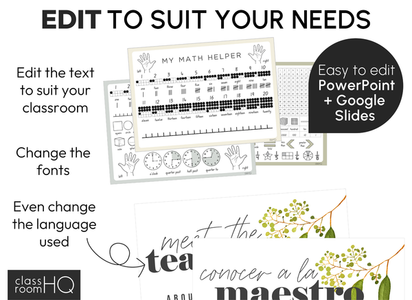 GUM LEAF Classroom Decor Bundle | Editable Botanical Classroom Setup