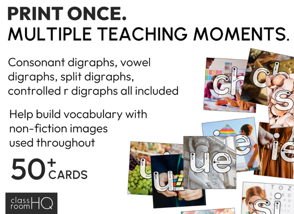 Traceable Digraph Mats | Real Photo Phonics Cards for K–2 Literacy Learning