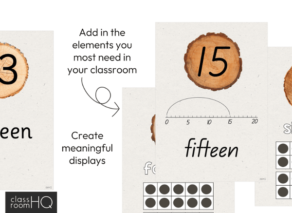 Editable Number Posters | Woodland Forest Theme Classroom Decor | 0–30 Math Display | INTO THE WOODS