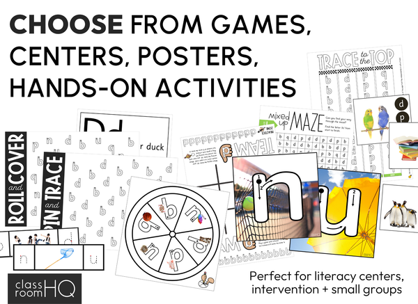 Letter Reversals BUNDLE - b + d, p + q and n + u Letter Confusion Resources