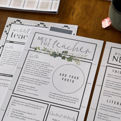 BOTANICA Meet the Teacher Templates & Newsletter | Neutral Botanical