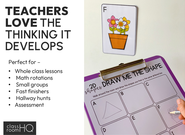 2D Shape Activity | Write the Room Math Centre with Real World Shapes