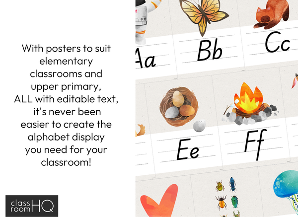 Editable Alphabet Posters | Woodland Forest Theme ABC Classroom Display | INTO THE WOODS