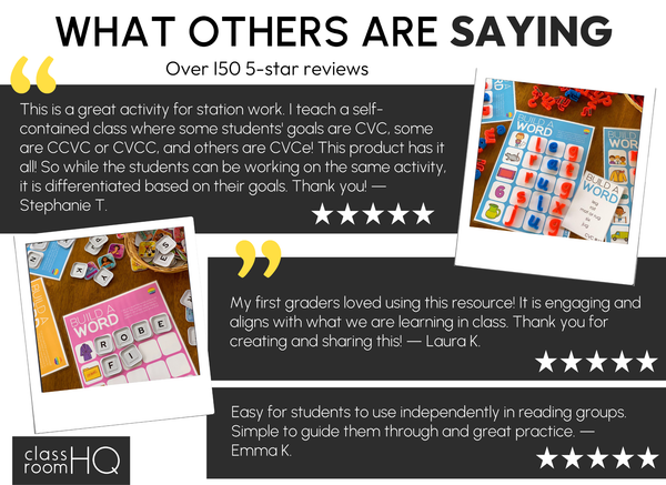 Build A Word CVC CVCC CCVC CVCe Pack