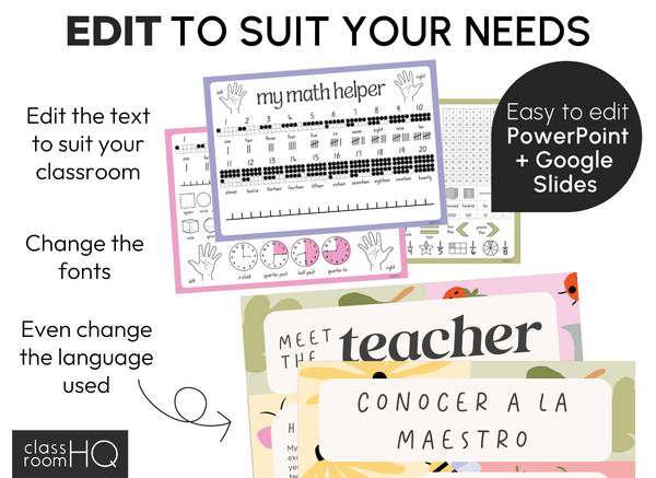 Editable Classroom Decor Bundle | Modern Pastel SPRING GARDEN Theme