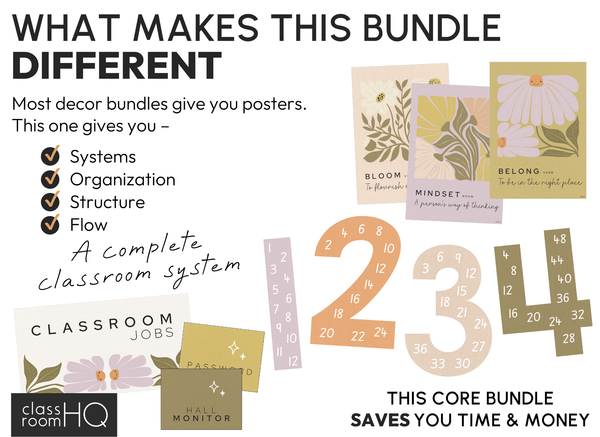 SUNDAZED Classroom Decor - Core Bundle | Boho Retro Classroom Decor