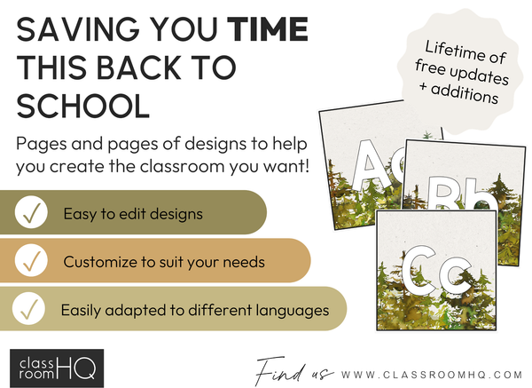 Editable Alphabet Posters | Woodland Forest Theme ABC Classroom Display | INTO THE WOODS