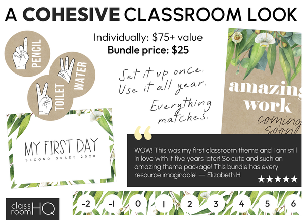 GUM LEAF Classroom Decor Bundle | Editable Botanical Classroom Setup