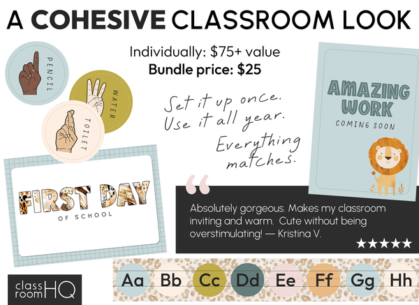 Modern Safari Classroom Decor Bundle | Neutral Editable Classroom Setup | ZOO TALES Collection