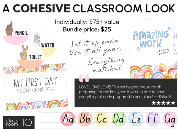 OVER THE RAINBOW Classroom Decor - Core Classroom Setup Bundle