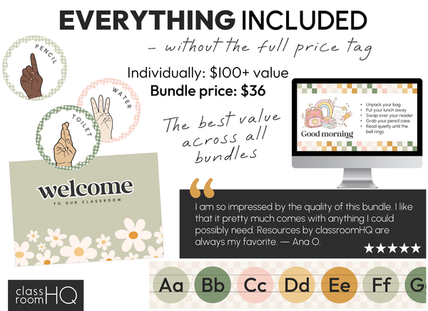 HAZY DAISY Complete Classroom Decor Bundle | Editable Calm Classroom Setup Kit