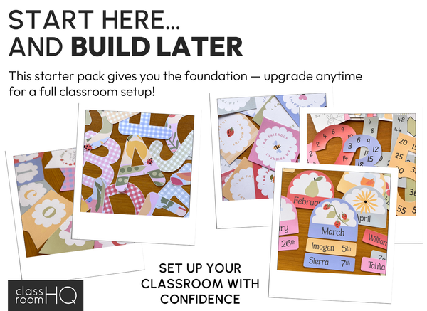 Editable Classroom Decor Starter Pack | Modern Pastel SPRING GARDEN Theme