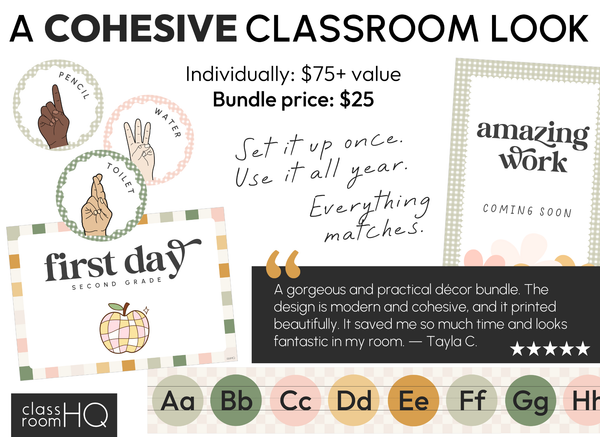 Retro Daisy Classroom Decor Bundle | Editable Calm Classroom Setup System | HAZY DAISY Collection