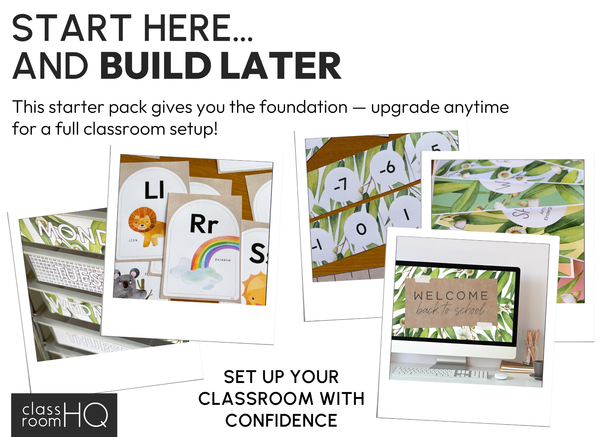 GUM LEAF Classroom Decor Starter Pack | Editable Botanical Setup Kit
