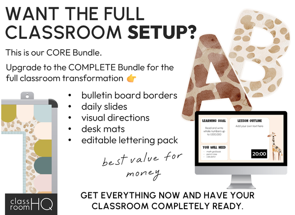 Modern Safari Classroom Decor Bundle | Neutral Editable Classroom Setup | ZOO TALES Collection