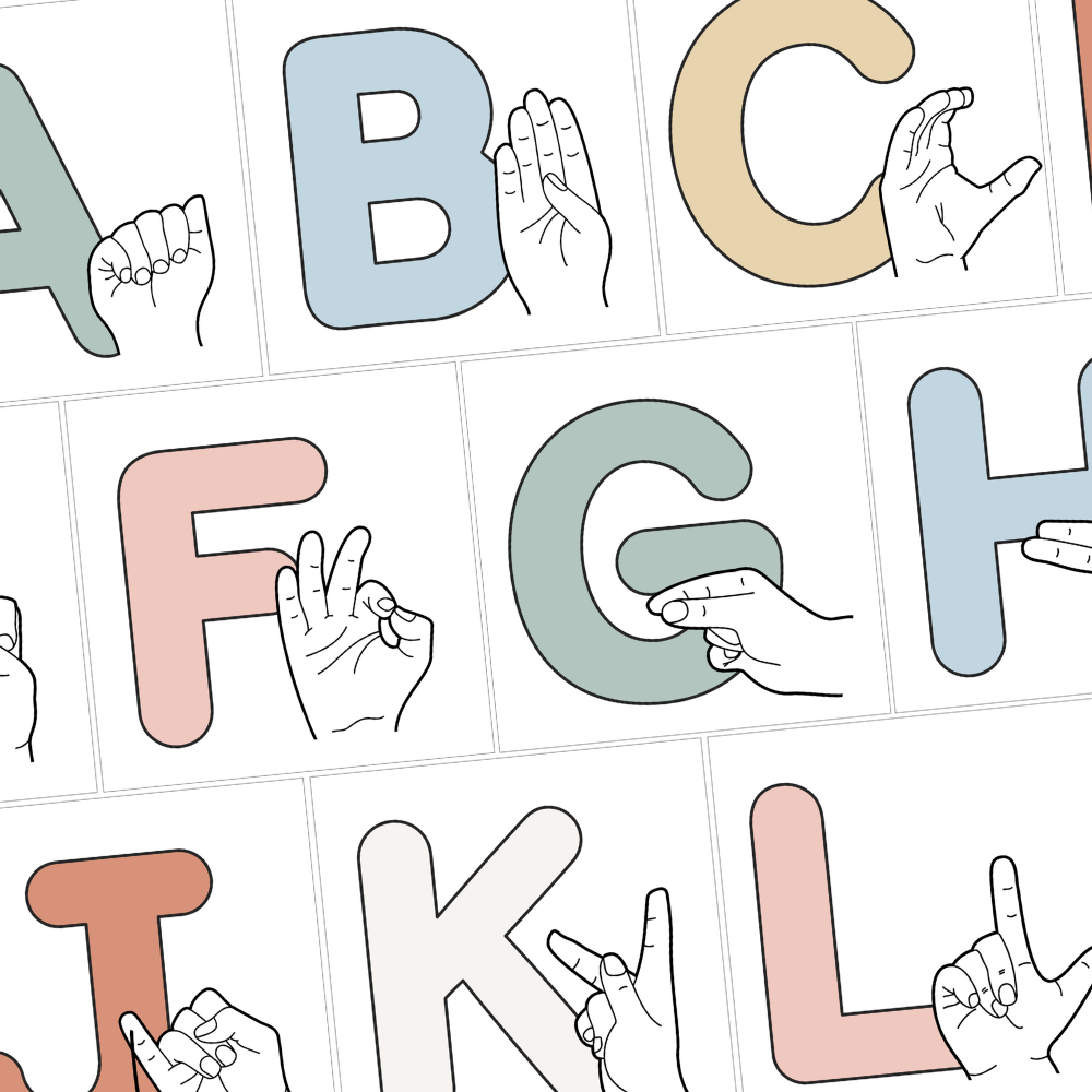 Decorating Asl Modern Rainbow Classroom Decor | BOHO RAINBOW ASL + Auslan Alphabet Posters
