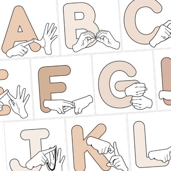 B+W NEUTRALS Auslan Alphabet Posters
