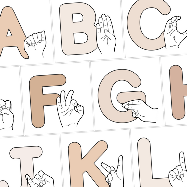 B+W NEUTRALS ASL & Auslan Alphabet Posters