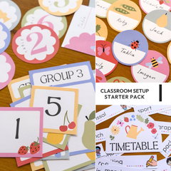 Editable Classroom Decor Starter Pack | Modern Pastel SPRING GARDEN Theme