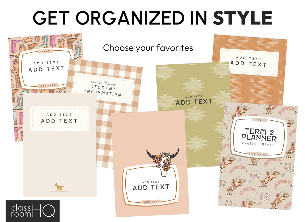 Editable Binder Covers and Spines & Student Book Covers Western Theme