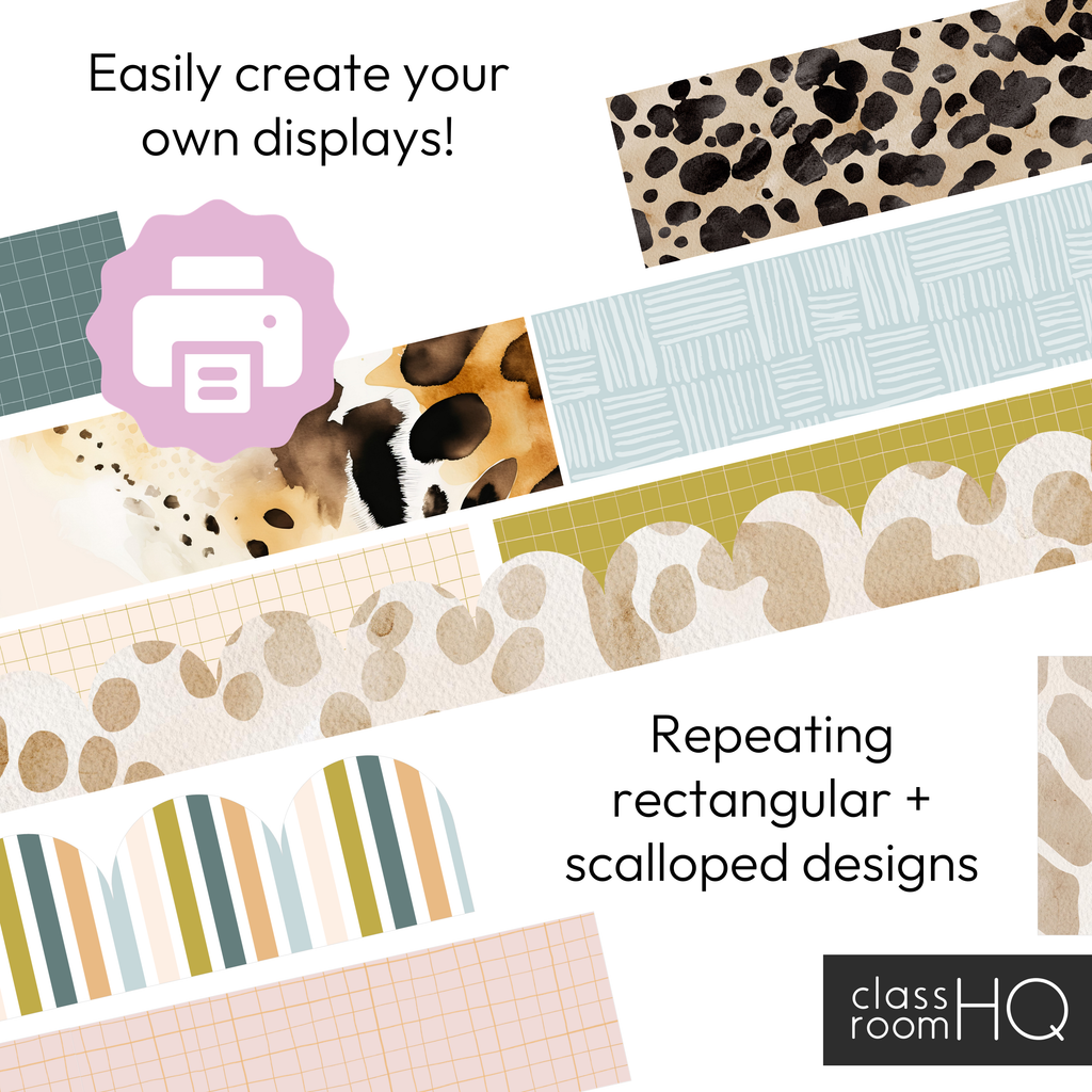 Editable Bulletin Board Borders Pack Wild Animal Theme ZOO TALES ...