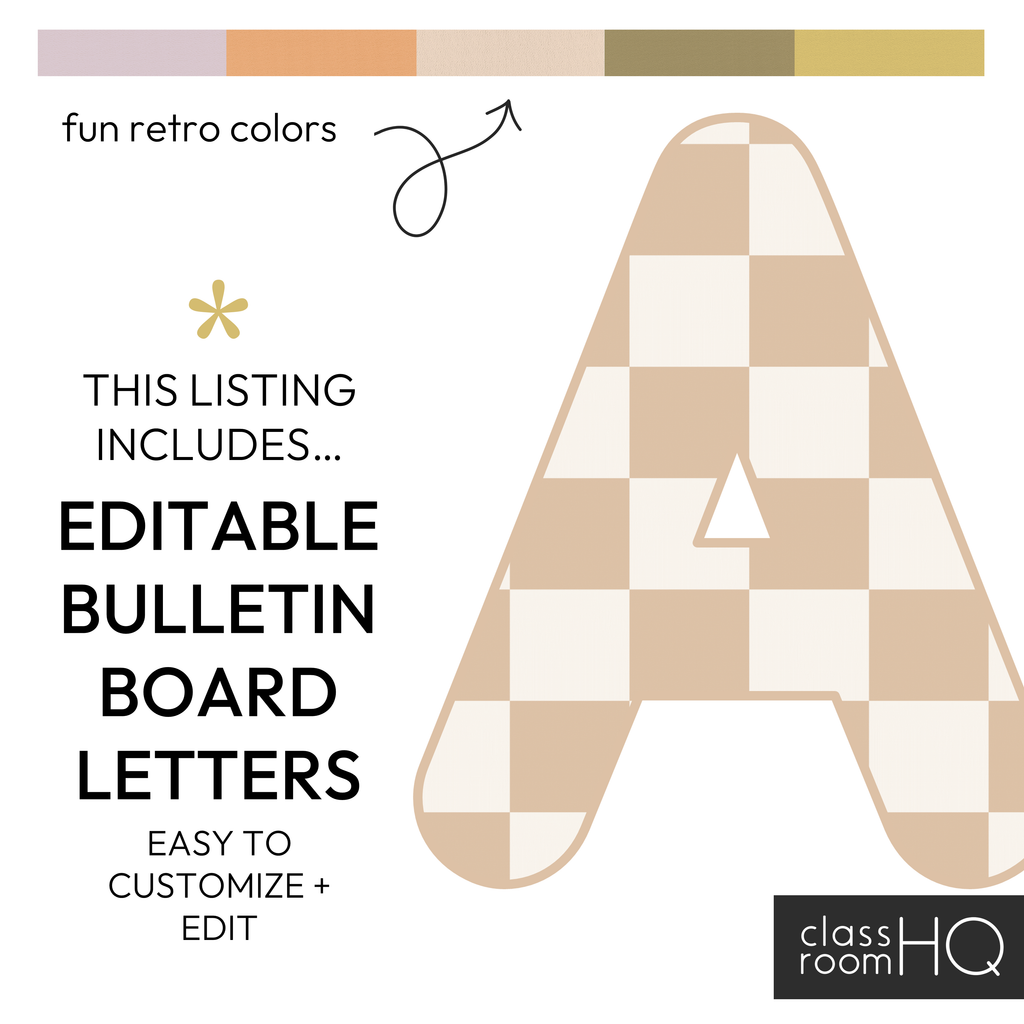 Groovy Vintage Retro Editable Bulletin Board Lettering SUNDAZED ...