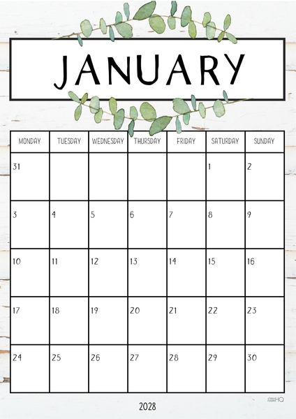 MODERN FARMHOUSE Simple Calendar