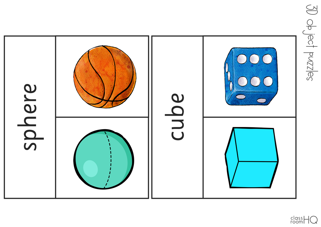 2D + 3D Shape 3-Part Puzzle Pack - classroom HQ