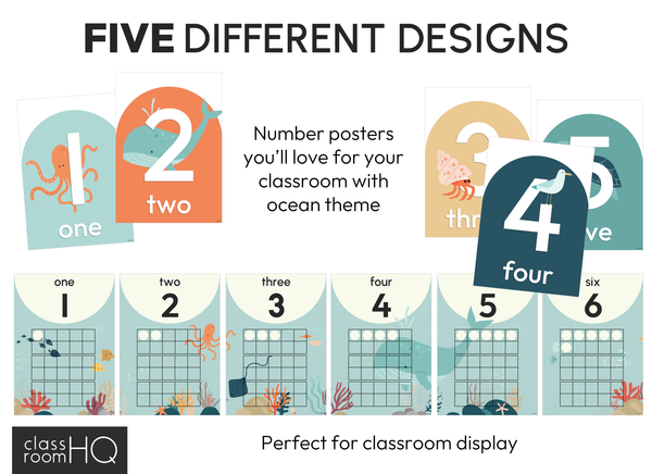 CALM SEAS Number Posters | Ocean Theme Classroom Decor