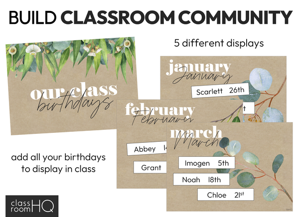 GUM LEAF Classroom Birthday Display