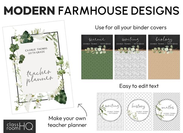 MODERN FARMHOUSE Binder +Book Covers Pack