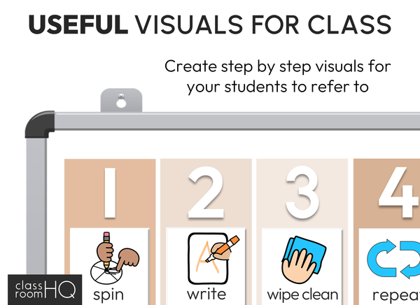 Visual Instructins B+W NEUTRALS Classroom Management Visual Instruction Cards - classroom HQ