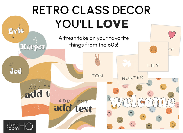 RETRO REWIND Classroom Labels + Signs Pack