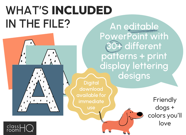 Fun Modern Editable Bulletin Board Letters Display Lettering DOG DAYS ...