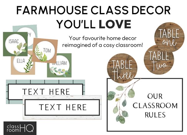 MODERN FARMHOUSE Classroom Labels + Signs