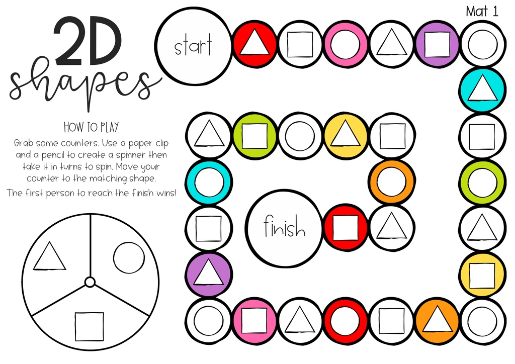 Shape Mat Game 2D Shape Game - Board Game Mats - classroom HQ