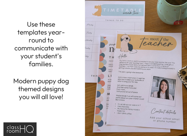 DOG DAYS Editable Meet The Teacher Templates + Class Newsletters