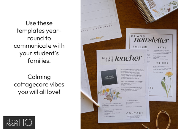 COTTAGECORE Meet The Teacher + Class Newsletters