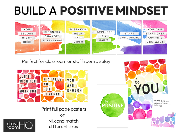 WATERCOLOUR PAINT Inspirational Growth Mindset Classroom Posters