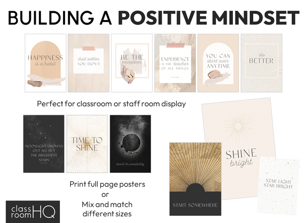 MIDSUMMER NIGHT Inspirational Classroom Posters | Neutral Classroom Decor