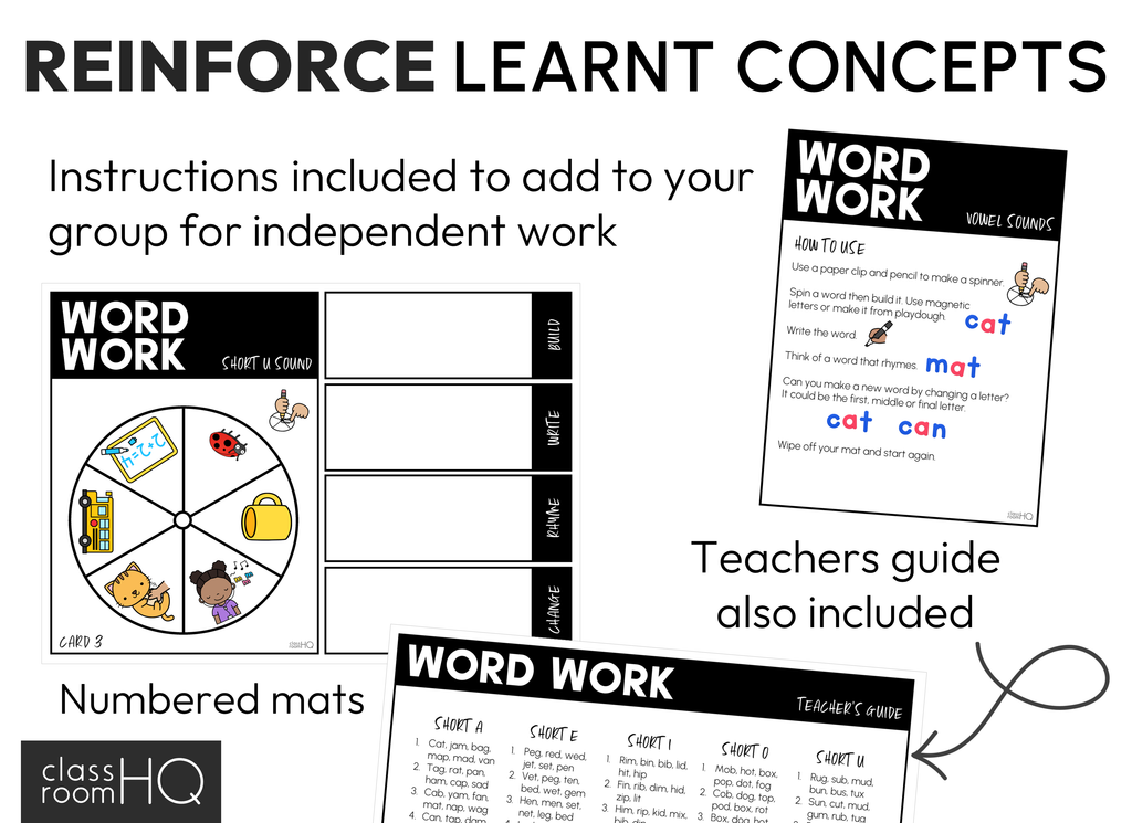 CVC Word Families No Prep Spin And Spell Word Work Game ClassroomHQ Cvc word families no prep spin and spell word work game classroomhq